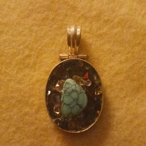 Oval Turquoise and Amethyst pendant